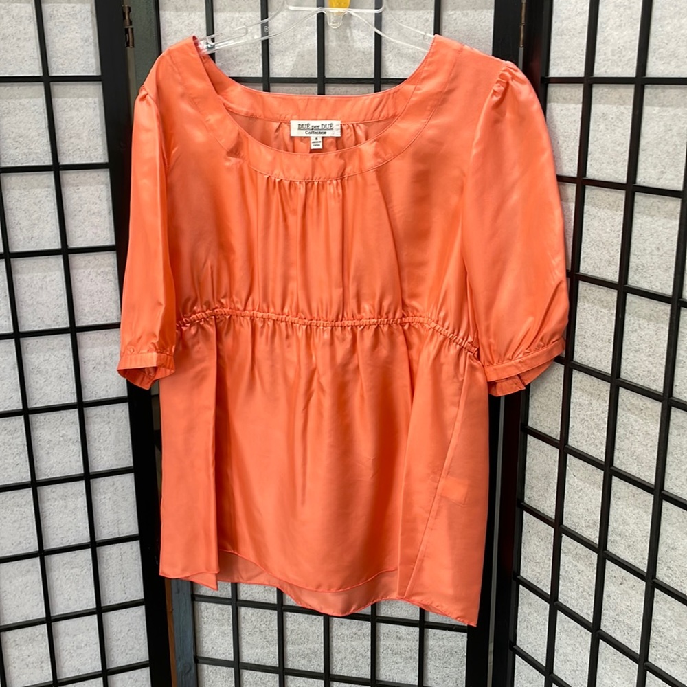 Vintage Due Per Due Coral S/S Silk Top, NWT SZ 16